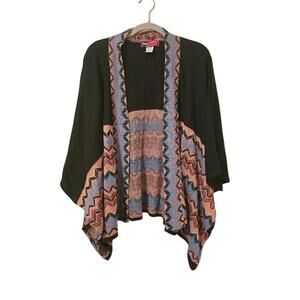 Say What? Vintage Boho Open Front Cardigan Medium Chevron Kimono